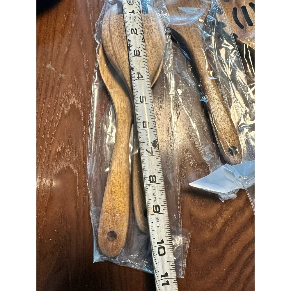 Wooden Kitchen Utensils set 7Pcs Spoons for cooking‎ Natural Teak Spatula